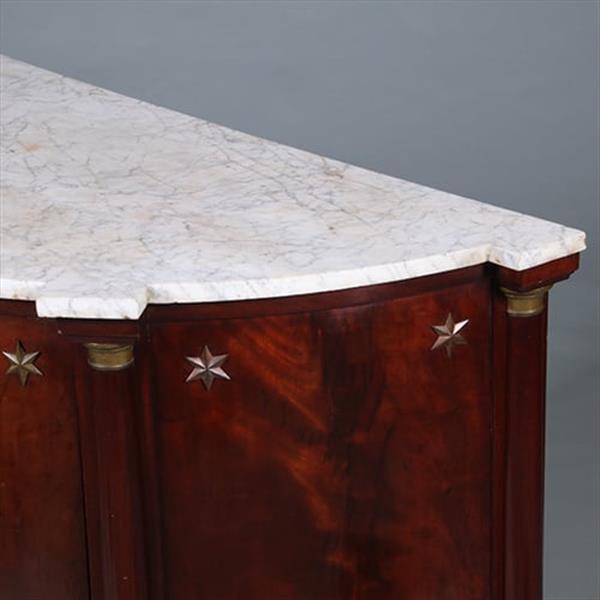 Grote foto franse empire demi lune buffet in mahonie met bloemmahonie ca 1810 no.431520 antiek en kunst stoelen en banken