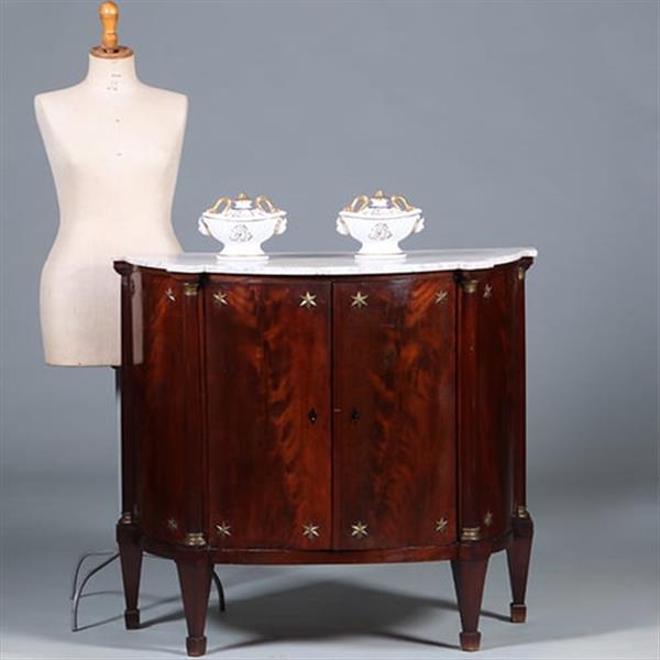 Grote foto franse empire demi lune buffet in mahonie met bloemmahonie ca 1810 no.431520 antiek en kunst stoelen en banken