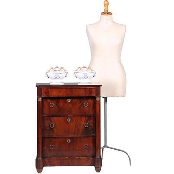 Grote foto opvallend kleine fraaie hollandse empire commode met 4 laden en 2 zuilen ca 1810 no.431525 antiek en kunst stoelen en banken