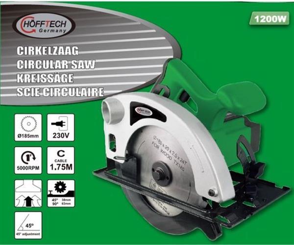 Grote foto h fftech cirkelzaag 1200w 185mm doe het zelf en verbouw gereedschappen en machines