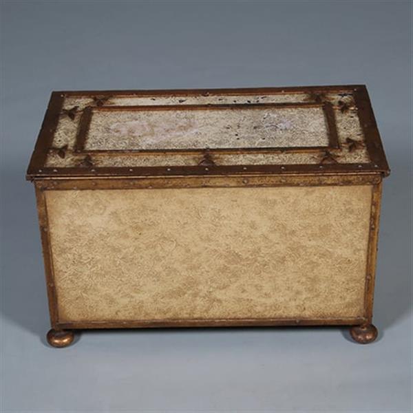 Grote foto antieke ijzeren beschilderde empire kist in prachtige oude kleur op bolpoten en met sterren ca 1810 antiek en kunst stoelen en banken