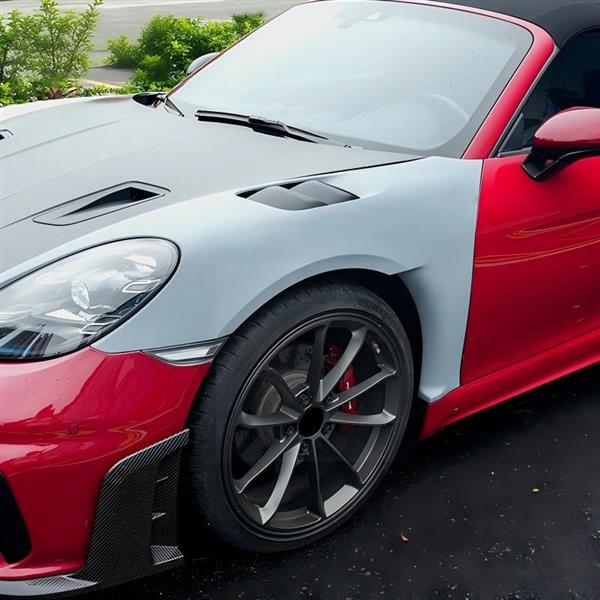 Grote foto porsche 718 gt4rs style zijschermen met carbon louvres complete upgrade voor de 982 auto onderdelen tuning en styling