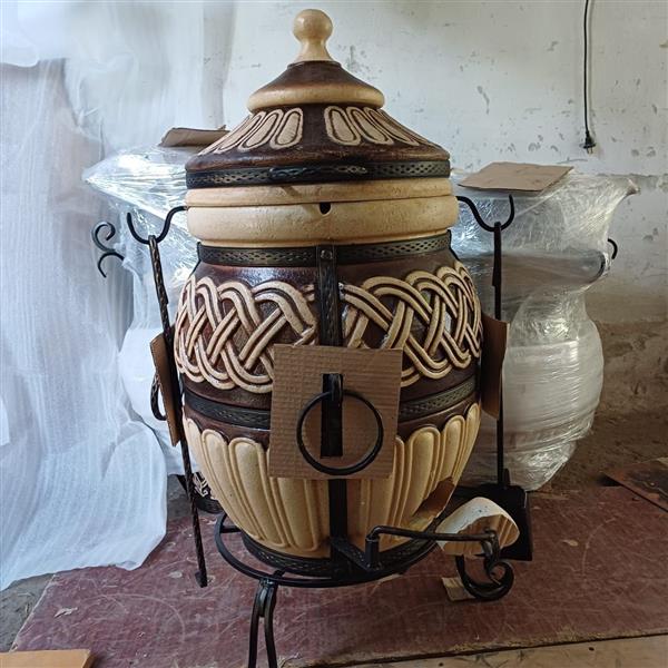 Grote foto tandoor tor 80l houtskooloven van chamotteklei tuin en terras barbecues en vuurkorven