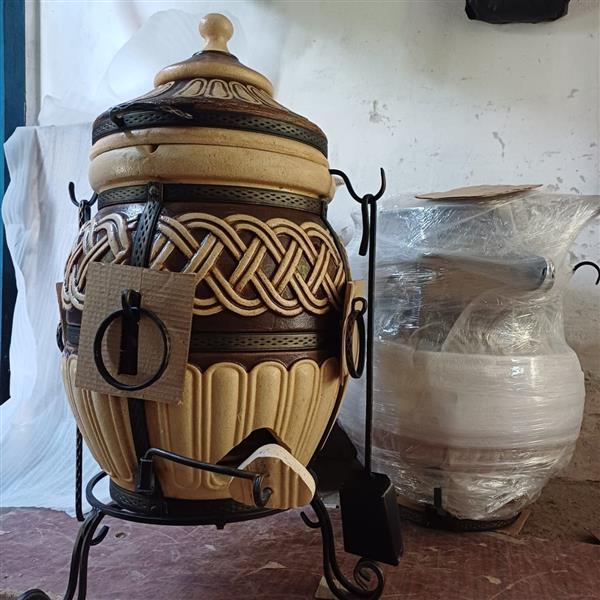 Grote foto tandoor tor 80l houtskooloven van chamotteklei tuin en terras barbecues en vuurkorven