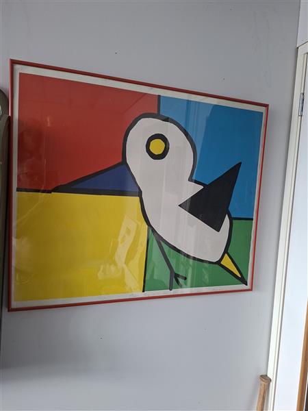 Grote foto afbeelding vogel antiek en kunst litho en zeefdrukken