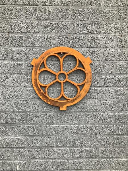 Grote foto gietijzeren stalraam rond klein 43 cm tuin en terras tuindecoratie