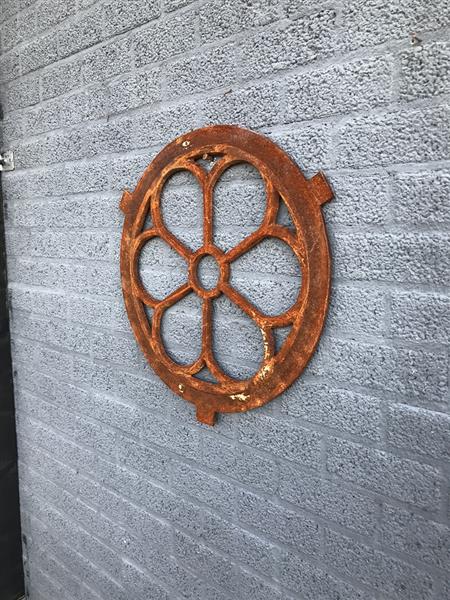 Grote foto gietijzeren stalraam rond middel 60 cm tuin en terras tuindecoratie