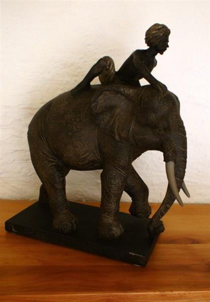 Grote foto 1 skulptur olifant met ruiter polystein huis en inrichting woningdecoratie