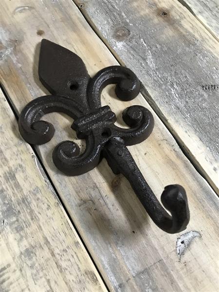 Grote foto kapstok franse lelie fleur de lis gietijzer bruin huis en inrichting woningdecoratie