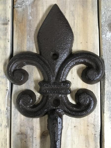 Grote foto kapstok franse lelie fleur de lis gietijzer bruin huis en inrichting woningdecoratie