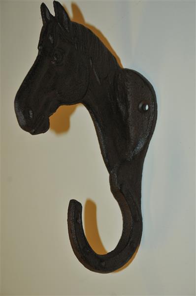 Grote foto gepoedercoat 1 kapstok met paardenhoofd essa gietijzer huis en inrichting woningdecoratie