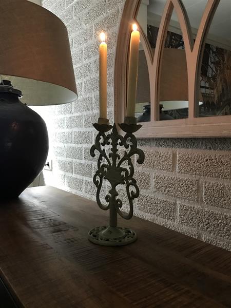 Grote foto kandelaar 2 armig gietijzer white rust huis en inrichting woningdecoratie