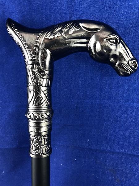 Grote foto wandelstok aluminium met paardenhoofd geweldig. kleding dames sieraden