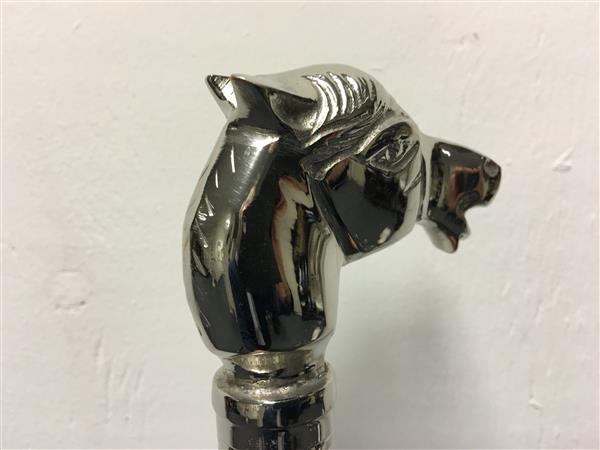 Grote foto wandelstok hardhout met nikkelen paard. kleding dames sieraden