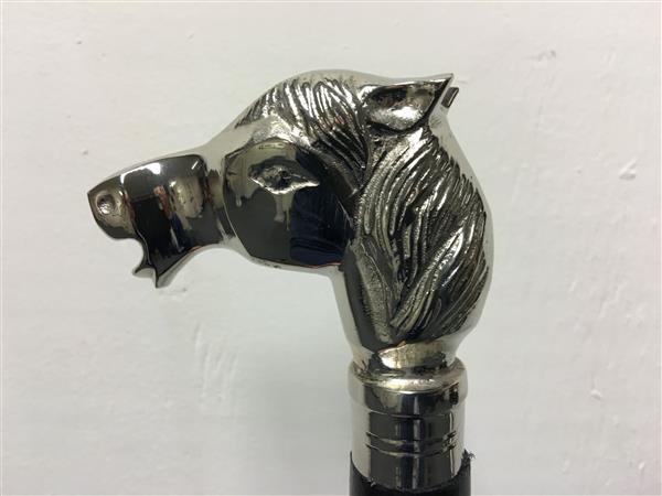 Grote foto wandelstok hardhout met nikkelen paard. kleding dames sieraden