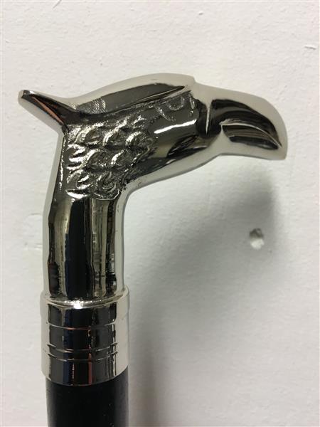 Grote foto wandelstok hardhout met nikkelen adelaar handvat. kleding dames sieraden