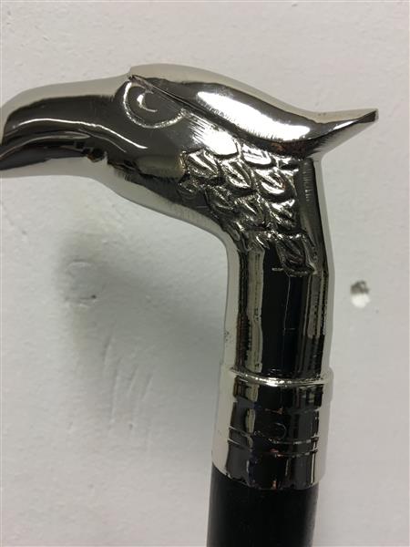 Grote foto wandelstok hardhout met nikkelen adelaar handvat. kleding dames sieraden