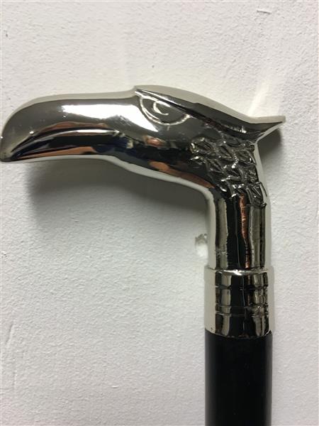 Grote foto wandelstok hardhout met nikkelen adelaar handvat. kleding dames sieraden
