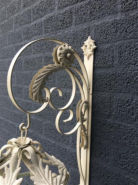 Grote foto lantaarn met muurbeugel gemaakt van smeedijzer old white patina echt geweldig fraai huis en inrichting overige