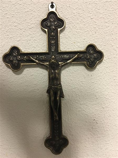 Grote foto jezus aan het kruis gepatineerd messing inri. antiek en kunst kunst