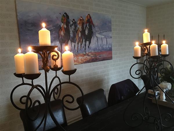 Grote foto kandelaar smeedijzer zwart 5 armig prachtig huis en inrichting woningdecoratie