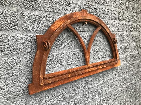 Grote foto gietijzeren stalraam v half rond klapraam tuin en terras tuindecoratie
