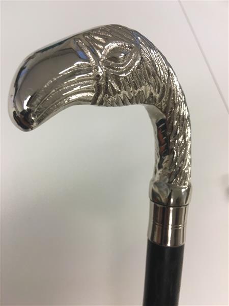 Grote foto wandelstok hardhout met nikkelen toekan handvat. kleding dames sieraden