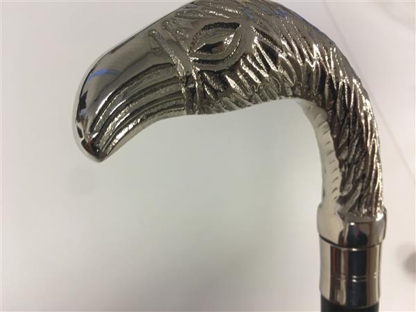 Grote foto wandelstok hardhout met nikkelen toekan handvat. kleding dames sieraden