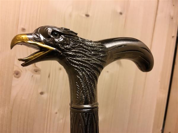 Grote foto uniek wandelstok alu chrome nikkel adelaarhandvat kleding dames sieraden