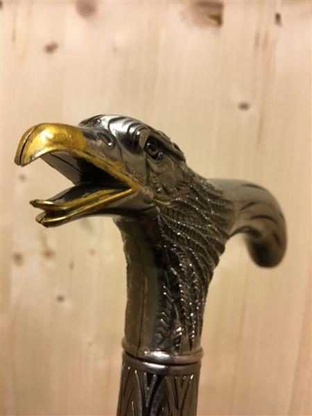 Grote foto uniek wandelstok alu chrome nikkel adelaarhandvat kleding dames sieraden