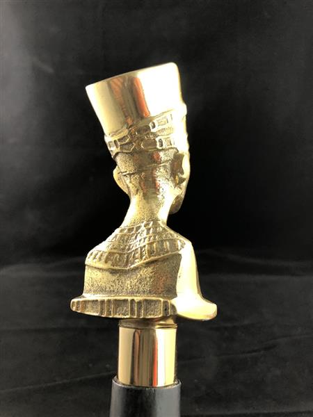 Grote foto wandelstok met messing hoofd van een pharaoh. kleding dames sieraden