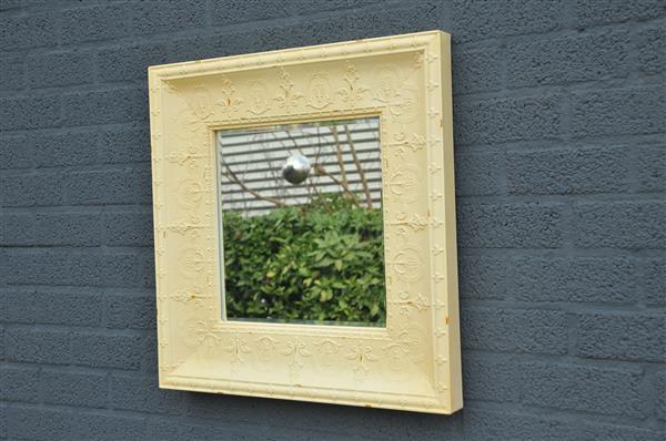 Grote foto grote forse spiegel in old white rust metalen frame prachtig huis en inrichting overige