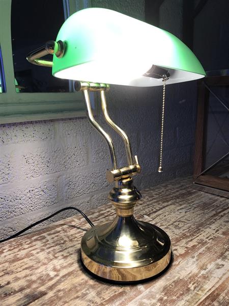 Grote foto een prachtige messing groen glazen banking desk buro lamp huis en inrichting overige