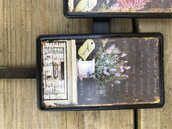 Grote foto kapstok 3 bordjes met bloemenmotief van metaal als handdoek houder kledinghaak huis en inrichting woningdecoratie