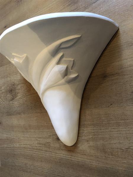 Grote foto mooie strakke wandlamp in wit terracotta steen zeer fraai art nouveau jugendstyle. huis en inrichting overige