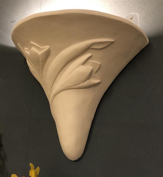 Grote foto mooie strakke wandlamp in wit terracotta steen zeer fraai art nouveau jugendstyle. huis en inrichting overige