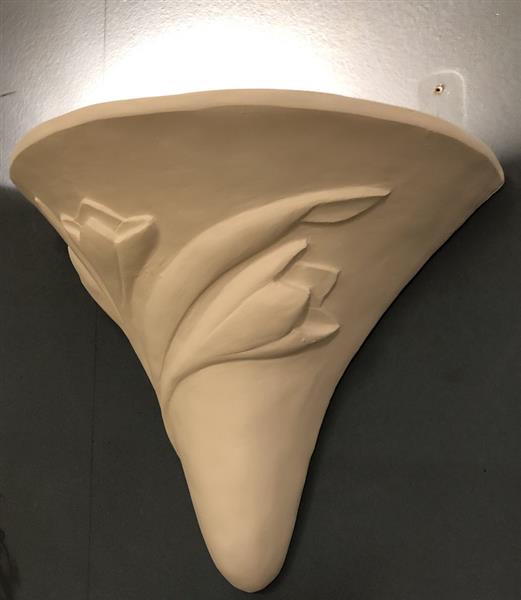 Grote foto mooie strakke wandlamp in wit terracotta steen zeer fraai art nouveau jugendstyle. huis en inrichting overige