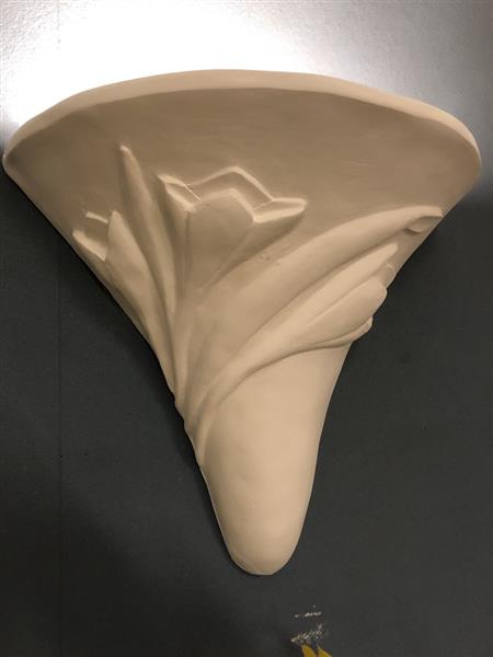 Grote foto mooie strakke wandlamp in wit terracotta steen zeer fraai art nouveau jugendstyle. huis en inrichting overige