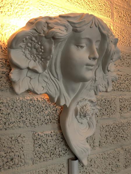 Grote foto mooie strakke wandlamp in wit terracotta steen zeer fraai klassiek. huis en inrichting overige
