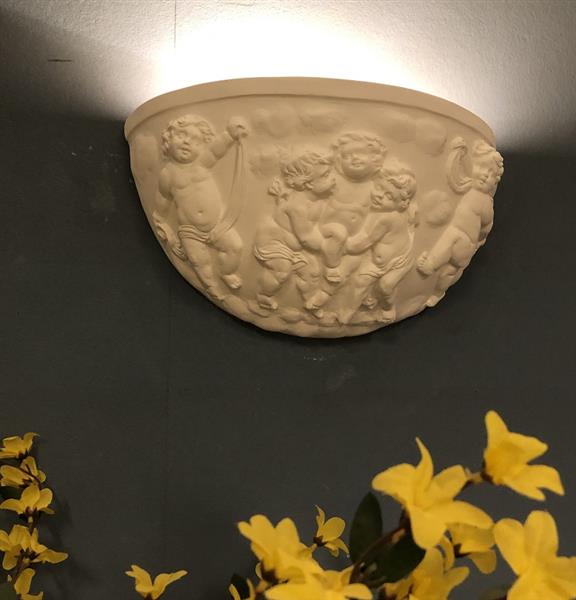 Grote foto mooie strakke wandlamp in wit terracotta steen zeer fraai klassiek. huis en inrichting overige