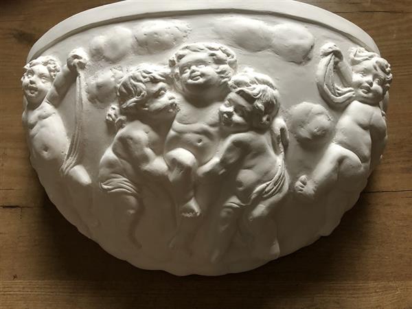 Grote foto mooie strakke wandlamp in wit terracotta steen zeer fraai klassiek. huis en inrichting overige