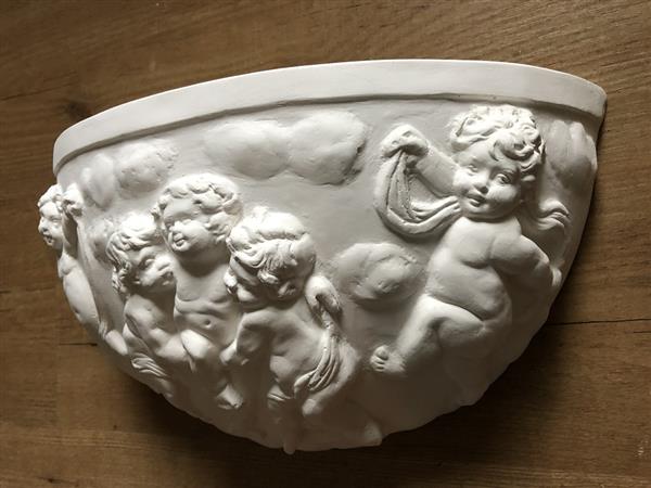 Grote foto mooie strakke wandlamp in wit terracotta steen zeer fraai klassiek. huis en inrichting overige