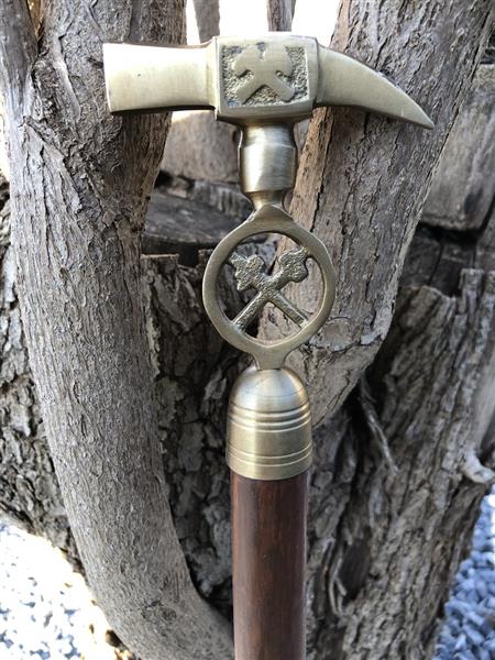Grote foto wandelstok met messing handgreep de mijnen wandelstok. kleding dames sieraden
