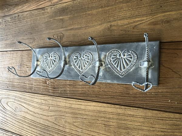 Grote foto kapstok element love zink 4 haaks. huis en inrichting woningdecoratie