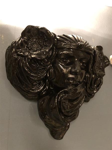 Grote foto mooie strakke wandlamp in zwart terracotta steen zeer fraai klassiek. huis en inrichting overige