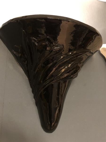 Grote foto mooie strakke wandlamp in zwart terracotta steen zeer fraai art nouveau jugendstyle. huis en inrichting overige