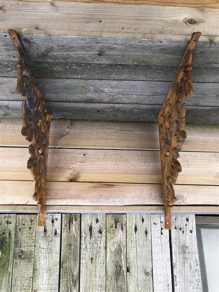 Grote foto set hoek steunen roos zwaar gietijzer ondersteuning voor planken rust bruin. tuin en terras tuindecoratie