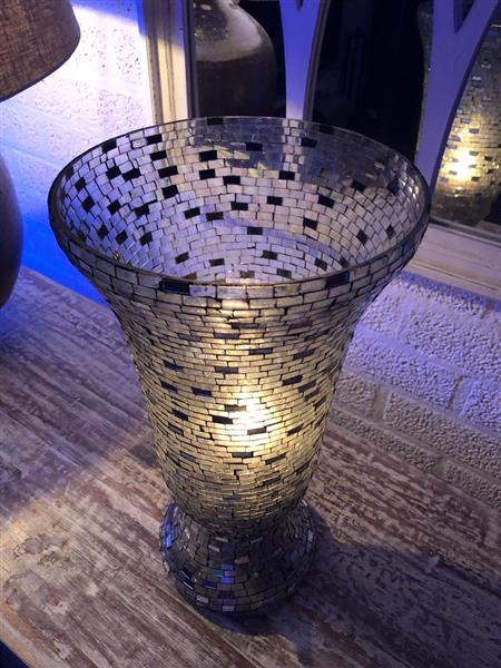 Grote foto vaas windlicht chimney moz chrystal met spiegelend disco effect. huis en inrichting woningdecoratie