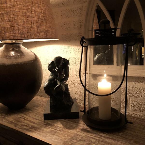 Grote foto forse stormlantaarn metaal met glas zeer fraai huis en inrichting overige