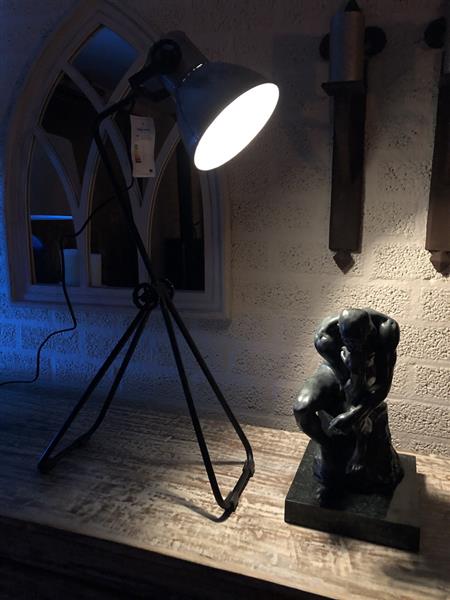 Grote foto industri le tafel bureau lamp smeedijzeren voet met zinken kap. huis en inrichting overige